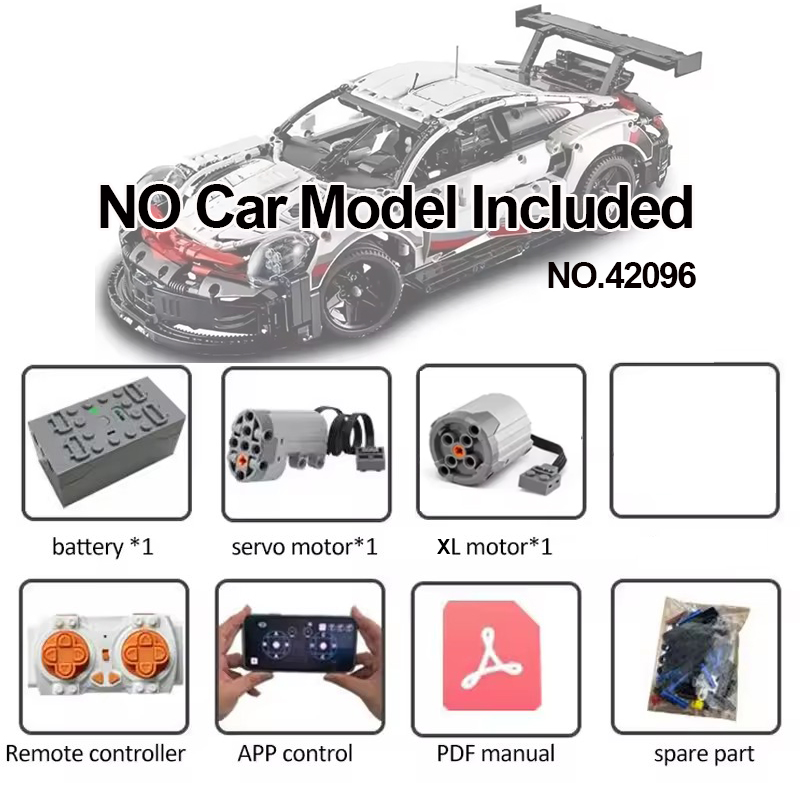 Rc Hobby Kit - 42154/42141/42096/42056/42083/42010/42111/42115 車用ビルディングブロックブリック用テクニカルRC改造モーターキット（車なし）