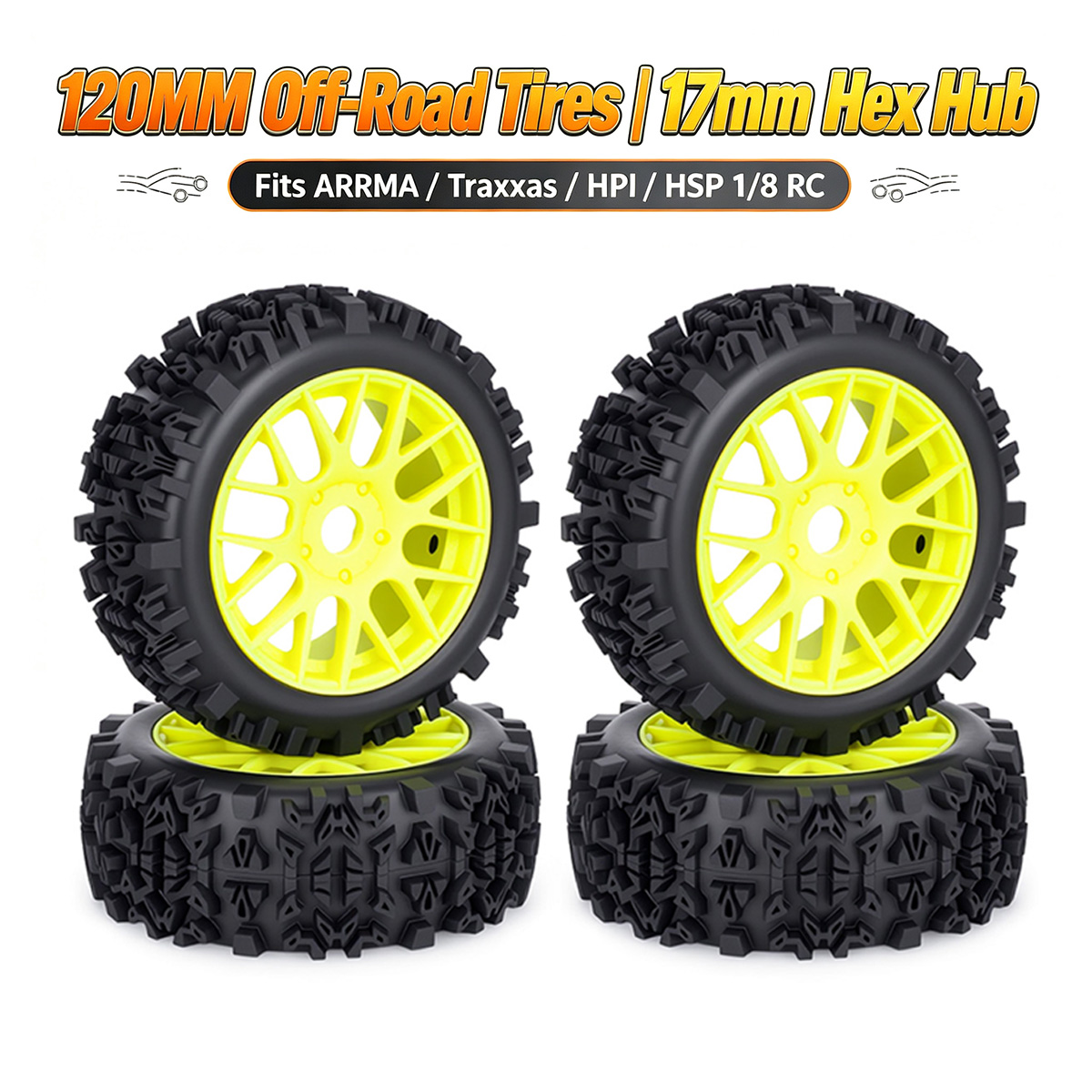 Rc Hobby Dump Truck - 120MMオフロードRCタイヤ 17mm六角ハブ 1/8 ARRMA Typhon Traxxas