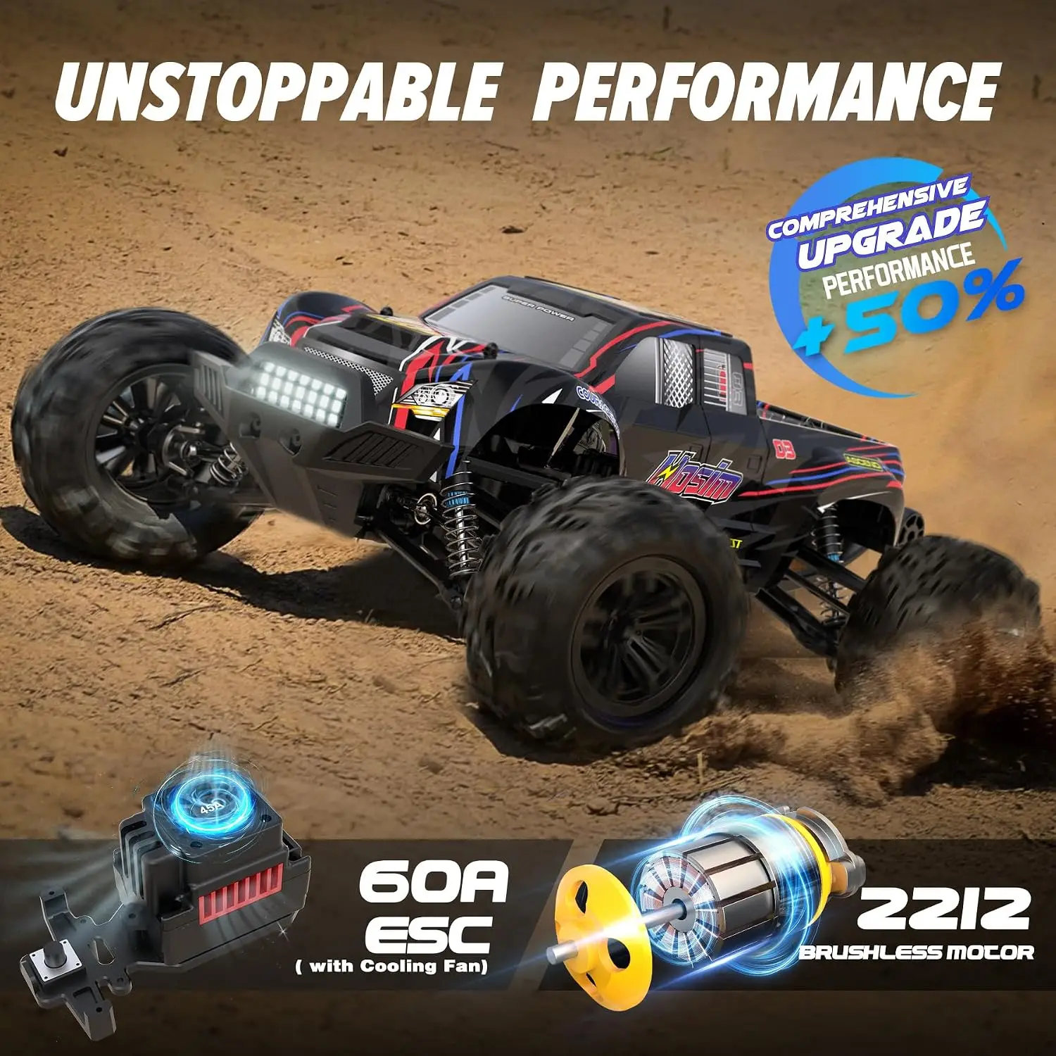 大人と男の子向けの1:10スケールブラシレスRCカー、時速6 - Rc Truck Monster のレビューと価格