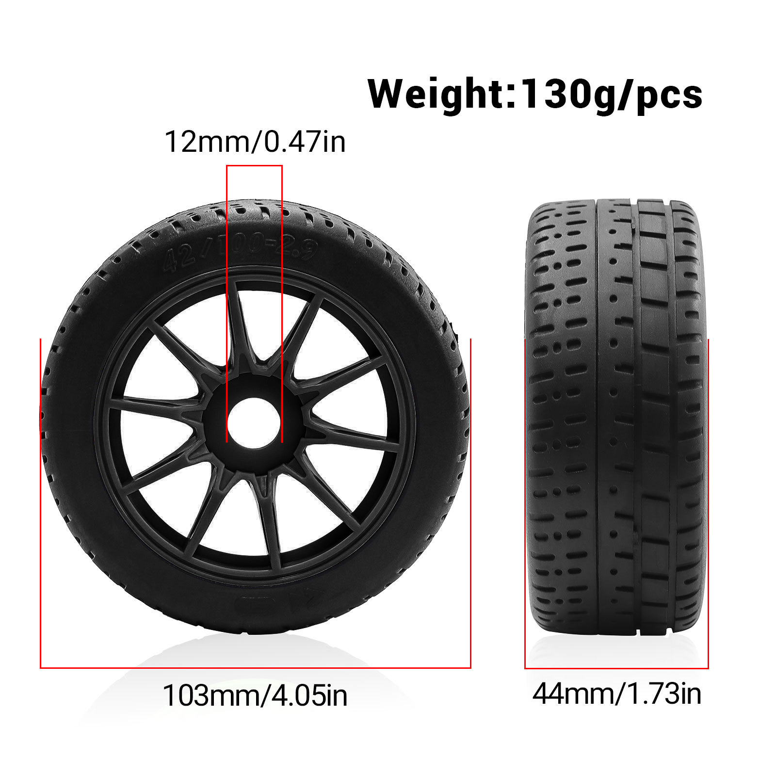 4個入り 100*44mm RCホイールリム＆タイヤ（17m - Rc Truck Monster のレビューと価格
